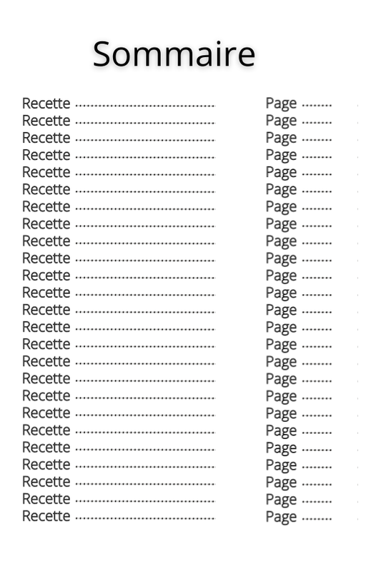 Carnet de recettes à remplir