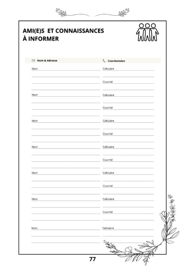 Just in case, to my family, a few details to make your life easier
