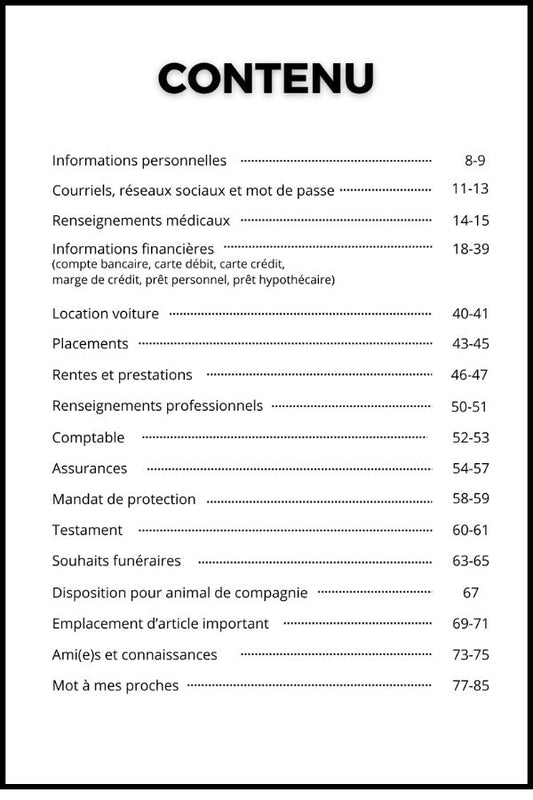 À ma famille, quelques détails pour vous simplifier la vie